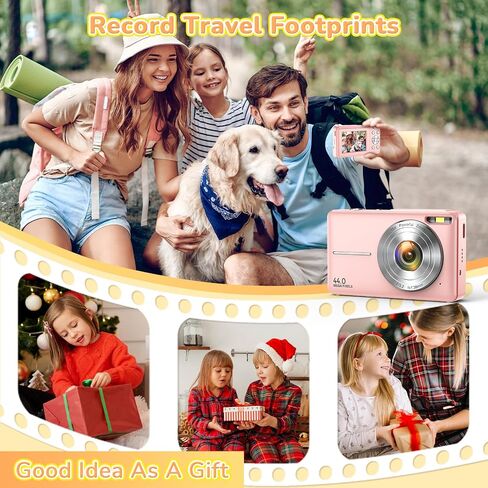 Digital Camera, 2024 Upgraded 1080P 44MP Digital Cameras for Kids, Digital Point and Shoot Camera with 16X Zoom, 32GB SD Card, Time Stamp, Compact Small Travel Camera for Boys Girls Teens, Black in Saudi Arabia