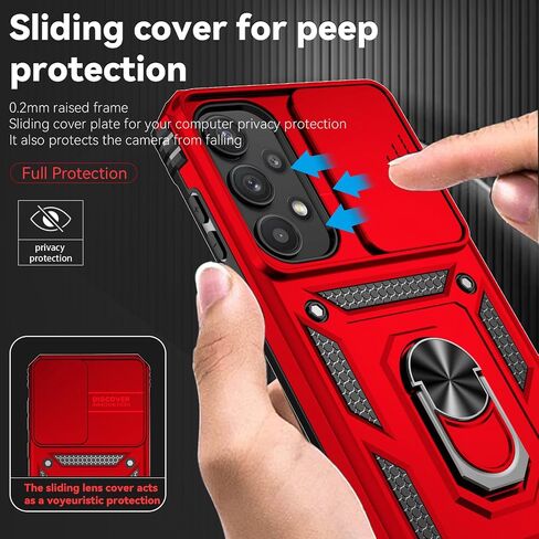 for Galaxy A35 5G Phone Case,with Camera Lens Cover HD Screen Protector,[Military Grade] Ring Car Mount Kickstand Hybrid Hard PC Soft TPU Shockproof Protective Case for Samsung A35 5G, Black in Saudi Arabia