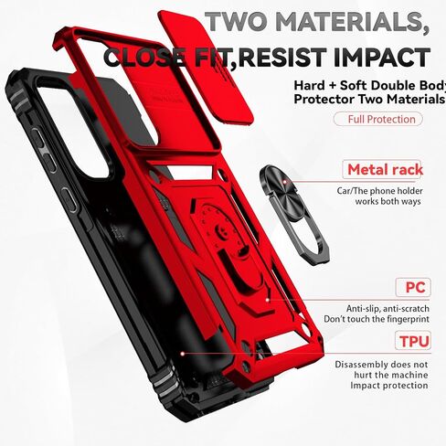 for Galaxy A35 5G Phone Case,with Camera Lens Cover HD Screen Protector,[Military Grade] Ring Car Mount Kickstand Hybrid Hard PC Soft TPU Shockproof Protective Case for Samsung A35 5G, Black in Saudi Arabia