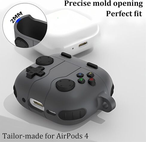 حافظة لطيفة متوافقة مع AirPods 4 مع خاصية إلغاء الضوضاء النشطة مع سلسلة مفاتيح، وحدة تحكم ألعاب الرسوم المتحركة الكرتونية، حافظة شحن لاسلكية من السيليكون الناعم المقاوم للصدمات in Saudi Arabia