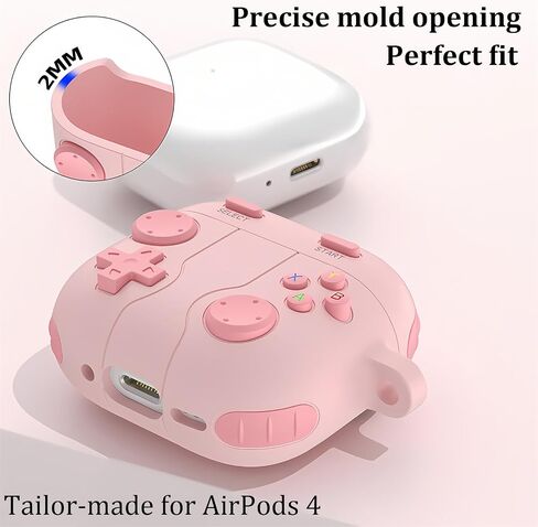 حافظة لطيفة متوافقة مع AirPods 4 مع خاصية إلغاء الضوضاء النشطة مع سلسلة مفاتيح، وحدة تحكم ألعاب الرسوم المتحركة الكرتونية، حافظة شحن لاسلكية من السيليكون الناعم المقاوم للصدمات in Saudi Arabia