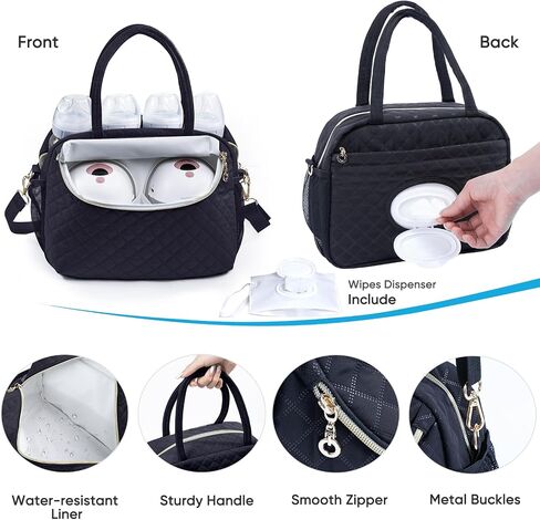 Breastmilk Cooler Travel Bag with 2 Wipes Dispensers & Ice Pack - 6 Bottle Cooler for 9 Oz - Breast Pump & Storage Bag for Daycare in Saudi Arabia