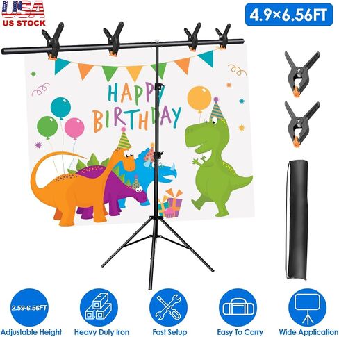iMounTEK T-Shape Backdrop Stand, 5×6.5FT Photographic Studio Party Background Adjustable Stand Kit, Photo Backdrop Stand with 6 Spring Clamps Sandbag Carry Bag for Party Wedding Studio Photography in Saudi Arabia