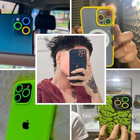 Glow in The Dark Camera Cover Compatible for iPhone 15 Plus/iPhone 15 Luminous Camera Lens Protector Ultra Thin Film Tempered Glass Protector Shockproof Cover Pink in Saudi Arabia