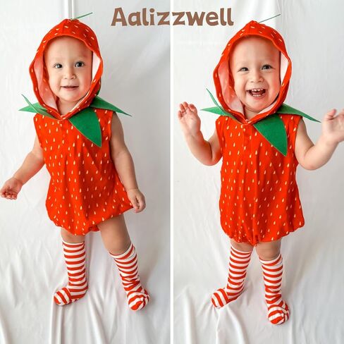 Aalizzwell Infant Baby Halloween Clothes Fruit Hooded Romper Bodysuit Outfit in Kuwait