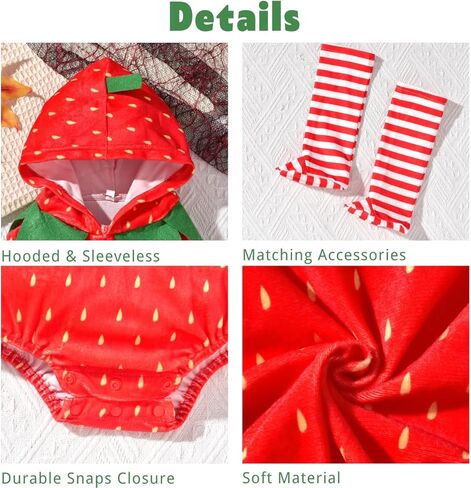 Aalizzwell Infant Baby Halloween Clothes Fruit Hooded Romper Bodysuit Outfit in Kuwait