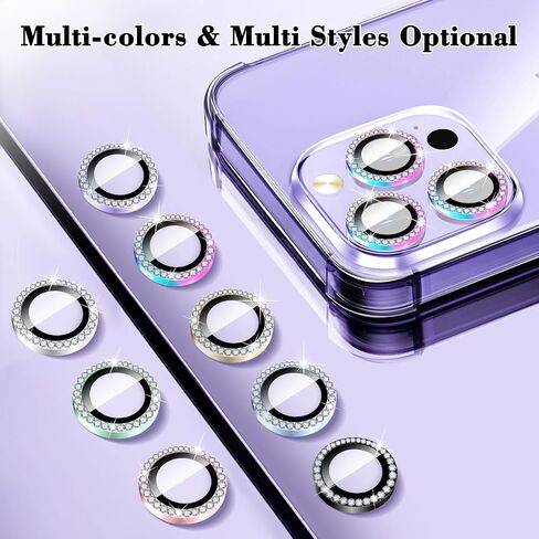 واقي عدسة الكاميرا Kucheed Diamond لهاتف iPhone 15/iPhone 15 Plus، غطاء كاميرا من الزجاج المقوى اللامع، حلقات معدنية فردية بمحاذاة تلقائية، ملصقات فيلم غطاء عدسة الكاميرا اللامعة in Kuwait