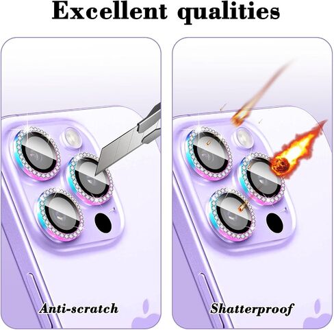 واقي عدسة الكاميرا Kucheed Diamond لهاتف iPhone 15/iPhone 15 Plus، غطاء كاميرا من الزجاج المقوى اللامع، حلقات معدنية فردية بمحاذاة تلقائية، ملصقات فيلم غطاء عدسة الكاميرا اللامعة in Kuwait