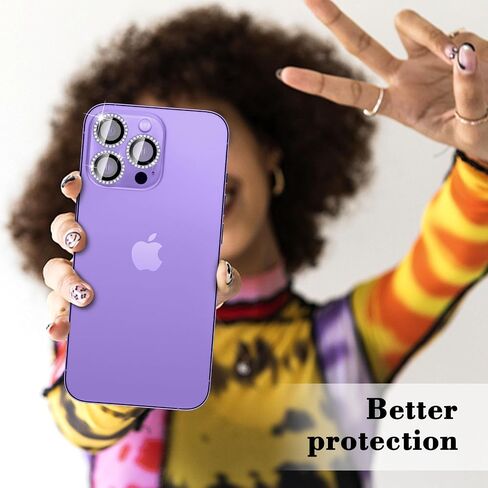 واقي عدسة الكاميرا Kucheed Diamond لهاتف iPhone 15/iPhone 15 Plus، غطاء كاميرا من الزجاج المقوى اللامع، حلقات معدنية فردية بمحاذاة تلقائية، ملصقات فيلم غطاء عدسة الكاميرا اللامعة in Kuwait