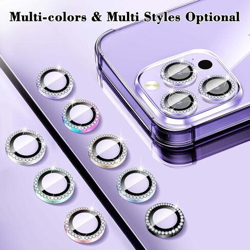 واقي عدسة الكاميرا Kucheed Diamond لهاتف iPhone 15/iPhone 15 Plus، غطاء كاميرا من الزجاج المقوى اللامع، حلقات معدنية فردية بمحاذاة تلقائية، ملصقات فيلم غطاء عدسة الكاميرا اللامعة in Kuwait