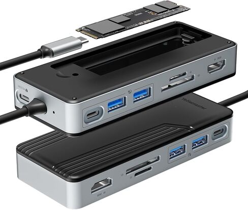 Yottamaster USB C Hub with 4TB M.2 NVMe SSD Enclosure, 8 Ports USB C HUB Adapter 10Gbps USB 3.2 Gen2, 4K@60Hz HDMI, 100W PD, Ethernet for Windows, Mac [Diskless] - YM28PR in Saudi Arabia