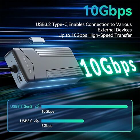 Yottamaster USB C Hub with 4TB M.2 NVMe SSD Enclosure, 8 Ports USB C HUB Adapter 10Gbps USB 3.2 Gen2, 4K@60Hz HDMI, 100W PD, Ethernet for Windows, Mac [Diskless] - YM28PR in Saudi Arabia