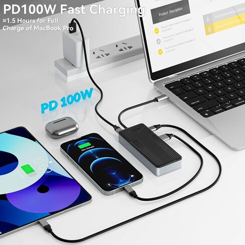 Yottamaster USB C Hub with 4TB M.2 NVMe SSD Enclosure, 8 Ports USB C HUB Adapter 10Gbps USB 3.2 Gen2, 4K@60Hz HDMI, 100W PD, Ethernet for Windows, Mac [Diskless] - YM28PR in Saudi Arabia