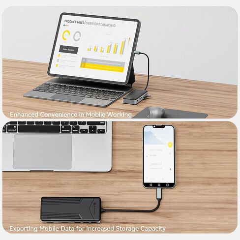 Yottamaster USB C Hub with M.2 NVMe SSD Enclosure, 8 Ports USB C HUB Adapter 10Gbps USB 3.2 Gen2, 4K@60Hz HDMI, 100W PD, SD/TF2.0 Card Reader for Windows, Mac [Diskless] - YM28P in Saudi Arabia
