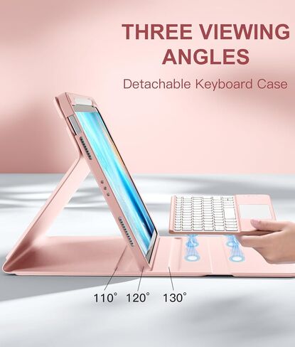Compatible with iPad Air 11 inch & Air 5th/ Air 4th Generation Case with Keyboard - Multi-Touch Trackpad, 7-Color Backlit, Detachable Folio Keyboard Cover for Air 11 M2, Air 4/5 (Navy Blue) in Kuwait
