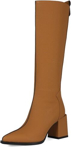 Knee High Boots for Women Pointed Toe Tall Boots Chunky Heel Long Boots Side Zipper Fashion Long Boots. in Kuwait