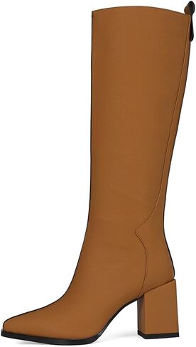 Knee High Boots for Women Pointed Toe Tall Boots Chunky Heel Long Boots Side Zipper Fashion Long Boots. in Kuwait