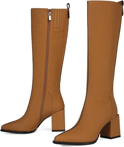 Knee High Boots for Women Pointed Toe Tall Boots Chunky Heel Long Boots Side Zipper Fashion Long Boots. in Kuwait