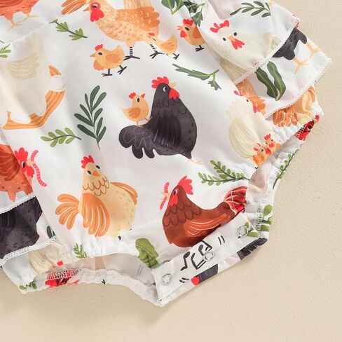 Newborn Western Clothes Goose/Duck Print Romper Ruffle Sleeveless Bodysuit with Headband Baby Farm Outfit in Saudi Arabia
