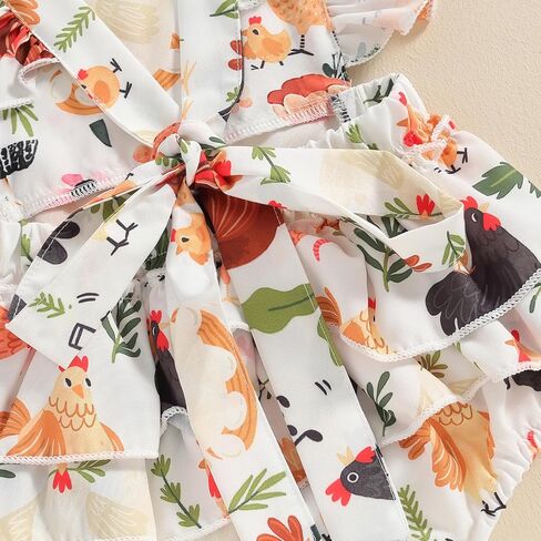 Newborn Western Clothes Goose/Duck Print Romper Ruffle Sleeveless Bodysuit with Headband Baby Farm Outfit in Saudi Arabia