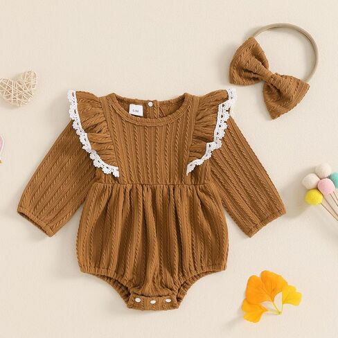 Douhoow سويت شيرت بناتي رومبير للأطفال الرضع رومبير متماسك كشكش ملابس مهرجان ملابس الخريف والشتاء مع عصابة رأس in Kuwait