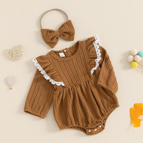 Douhoow سويت شيرت بناتي رومبير للأطفال الرضع رومبير متماسك كشكش ملابس مهرجان ملابس الخريف والشتاء مع عصابة رأس in Kuwait