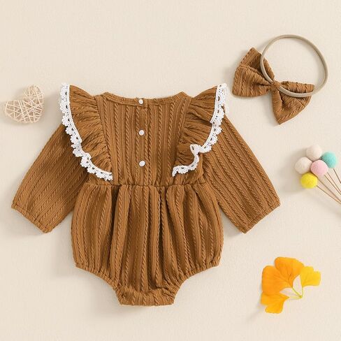 Douhoow سويت شيرت بناتي رومبير للأطفال الرضع رومبير متماسك كشكش ملابس مهرجان ملابس الخريف والشتاء مع عصابة رأس in Kuwait