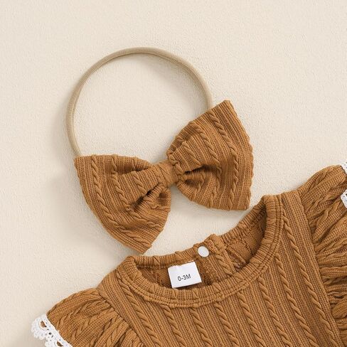 Douhoow سويت شيرت بناتي رومبير للأطفال الرضع رومبير متماسك كشكش ملابس مهرجان ملابس الخريف والشتاء مع عصابة رأس in Kuwait