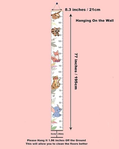 Growth Chart for Wall(77’’ x 8.3’’),Height Measurement for Wall,Hangable and Removable for Nursery Decor,Wooden Height Measurement Chart for Room Decoration (Dinosaurs) in Saudi Arabia