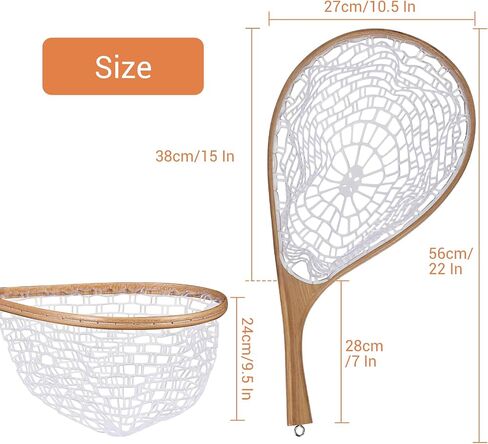 Fly Fishing Net Trout Net, Soft Mesh Fishing Net, Fish Landing Net with Safety Rope Lanyard, Lightweight Catch and Release Net for Trout, Bass in Saudi Arabia