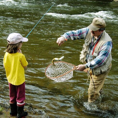 Fly Fishing Net Trout Net, Soft Mesh Fishing Net, Fish Landing Net with Safety Rope Lanyard, Lightweight Catch and Release Net for Trout, Bass in Saudi Arabia