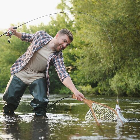 Fly Fishing Net Trout Net, Soft Mesh Fishing Net, Fish Landing Net with Safety Rope Lanyard, Lightweight Catch and Release Net for Trout, Bass in Saudi Arabia