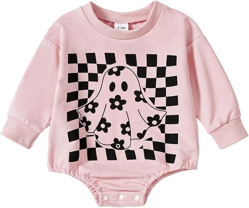 Baby Girl Halloween Outfit Ghost/Pumpkin Romper Fall Bubble Bodysuit 0-18M in Saudi Arabia