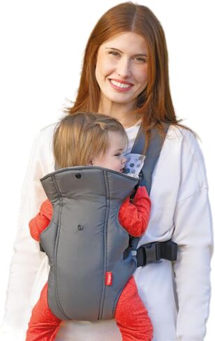 Nuby Deluxe Baby Carrier: Newborn to Toddler with Lumbar Support for 7.7-32.8 lb. (3.5-14.9 kg) Lightweight Breathable Mesh Fabric Bonus Teether Removeable Baby Drool Bib Color: Black in Saudi Arabia