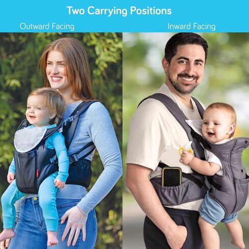 Nuby Deluxe Baby Carrier: Newborn to Toddler with Lumbar Support for 7.7-32.8 lb. (3.5-14.9 kg) Lightweight Breathable Mesh Fabric Bonus Teether Removeable Baby Drool Bib Color: Black in Saudi Arabia