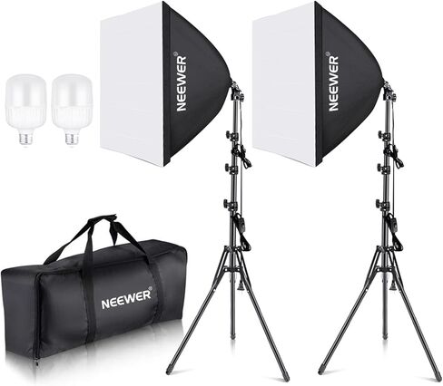 neewer 700w يعادل softbox الإضاءة عدة، 3pack ul معتمد 5700k مصابيح الإضاءة led، 24x24 بوصة softboxes مع e26 المقبس، التصوير الفوتوغرافي المستمر الإضاءة عدة معدات استوديو الصور in Saudi Arabia