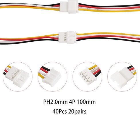 40pcs (20Pairs) JST PH2.0mm 3Pin Mini Micro Male and Female Connection Cable Plug with Terminal Connector Wire Cable 100mm 1007-26AWG in Kuwait