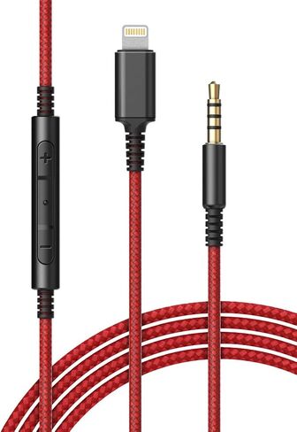 (Apple MFi Certified) Replacement Headphone Cable with iPhone Lightning Connector (3.5mm) Audio Aux Cord with Mic & Volume Control Remote (Compatible with Beats/Sony/Sennheiser and Audio Tech) in Kuwait