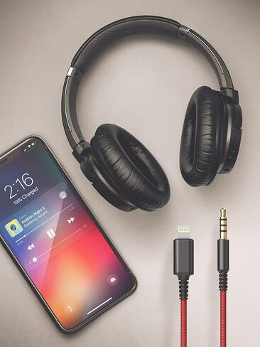 (Apple MFi Certified) Replacement Headphone Cable with iPhone Lightning Connector (3.5mm) Audio Aux Cord with Mic & Volume Control Remote (Compatible with Beats/Sony/Sennheiser and Audio Tech) in Kuwait