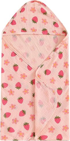 Baby Hooded Bath Towel, Organic Cotton, Soft and Absorbent, Newborn Infant Toddler Bath Essentials for Girl Boy (Red, 32Inch*32Inch) in Saudi Arabia