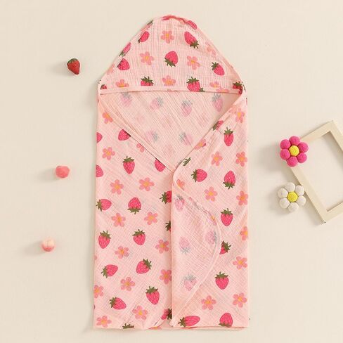 Baby Hooded Bath Towel, Organic Cotton, Soft and Absorbent, Newborn Infant Toddler Bath Essentials for Girl Boy (Red, 32Inch*32Inch) in Saudi Arabia