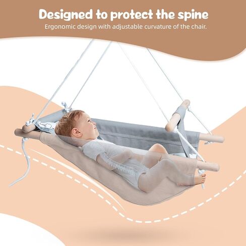 أرجوحة قماشية للرضع من Glaf Baby Swing للاستخدام الخارجي والداخلي للأطفال الصغار من البنات والصبيان مع مقعد مريح وحزام أمان بارتفاع 5 نقاط قابل للتعديل و3 أوضاع (رمادي) in Kuwait