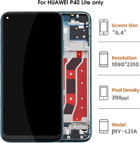 A-MIND لهاتف Huawei P40 Lite 4G شاشة LCD تعمل باللمس محول رقمي لشاشة بديلة كاملة مجموعات إصلاح التجميع مع أدوات JNY-L21A JNY-L01A JNY-L21B JNY-L22A JNY-L02A JNY-L22B JNY-LX1 (أسود مع إطار) in Kuwait