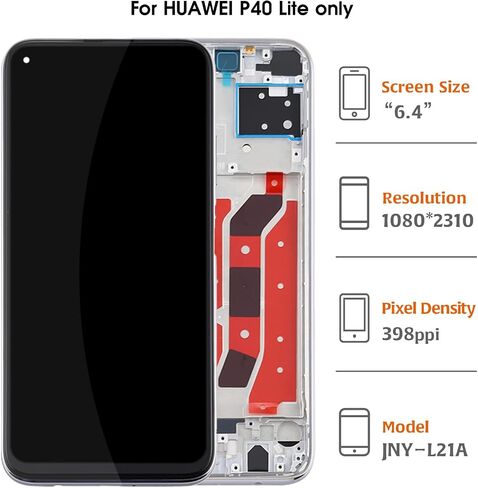 A-MIND لهاتف Huawei P40 Lite 4G شاشة LCD تعمل باللمس محول رقمي لشاشة بديلة كاملة مجموعات إصلاح التجميع مع أدوات JNY-L21A JNY-L01A JNY-L21B JNY-L22A JNY-L02A JNY-L22B JNY-LX1 (أسود مع إطار) in Kuwait