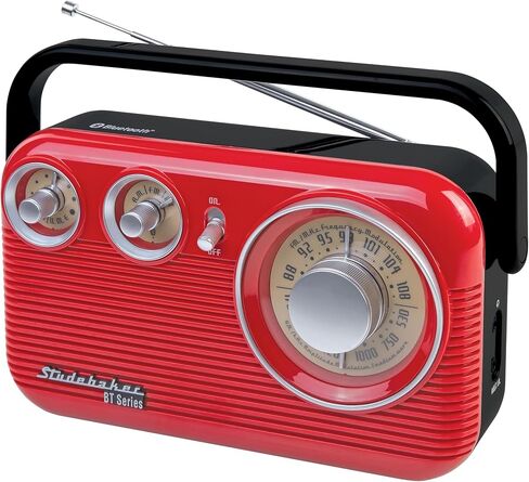 راديو ستوديبيكر SB2003BT بلوتوث ريترو محمول AM/FM مع تشغيل تيار متردد أو بطارية (ذهبي وردي) in Kuwait