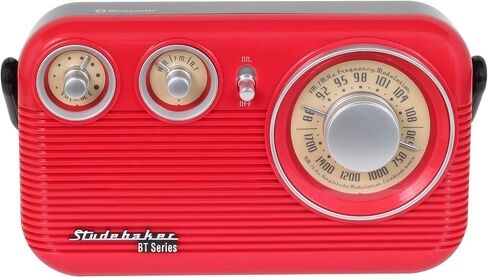راديو ستوديبيكر SB2003BT بلوتوث ريترو محمول AM/FM مع تشغيل تيار متردد أو بطارية (ذهبي وردي) in Kuwait