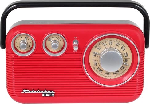 راديو ستوديبيكر SB2003BT بلوتوث ريترو محمول AM/FM مع تشغيل تيار متردد أو بطارية (ذهبي وردي) in Kuwait