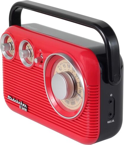 راديو ستوديبيكر SB2003BT بلوتوث ريترو محمول AM/FM مع تشغيل تيار متردد أو بطارية (ذهبي وردي) in Kuwait