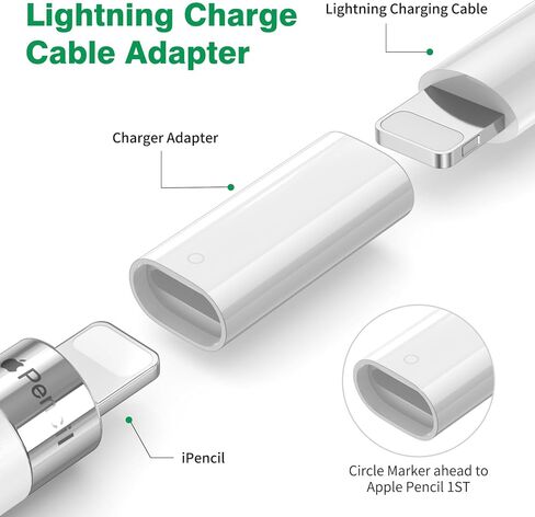 iMangoo 2 حزمة محولات كابل شحن البرق لقلم Apple Pencil الجيل الأول غطاء بديل مغناطيسي من السيليكون حامل غطاء واقي لجهاز iPad Air iPencil Pen أنثى إلى موصل شاحن أنثى in Kuwait