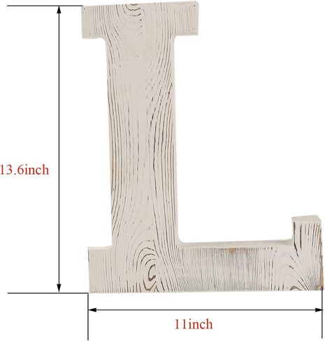 NA Large G Sign Wall Decor Letters Wood Distressed White Letters DIY Block Words Sign Alphabet Free Standing Hanging for Home Bedroom Office Wedding Party (G) in Saudi Arabia